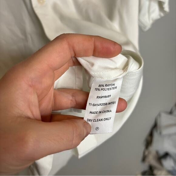 Todd Snyder Japanese Contrast Rayon Bowling Shirt in White - Picture 8 of 9